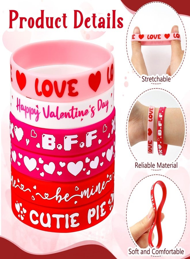 VICROIC 30 PCS Valentine's Day Rubber Bracelets, Valentines Silicone Wristbands bulk for Valentines Day Gifts, Prizes, Valentine Goodie Bag Stuffers, Valentine Party Favor Supplies - Image 3